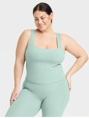 All In Motion Women's Everyday Soft Square Neck Support Tank Top, Sage XXL